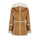 Womens Brown Suede Faux Fur Overcoat With Hood  