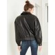 Bomber Faux Leather Jacket for Womens