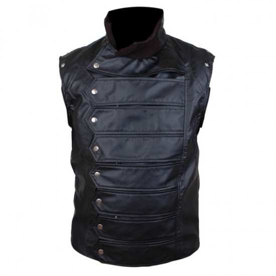 Famous Soldier Black Bucky Vest Jacket 2 in 1 Style Real Leather Jacket