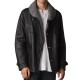 Mens Double Breasted Black Leather Peacoat
