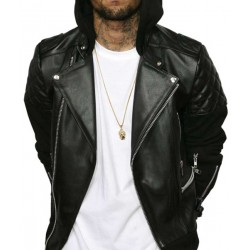 Chris Brown Black Biker Leather Jacket