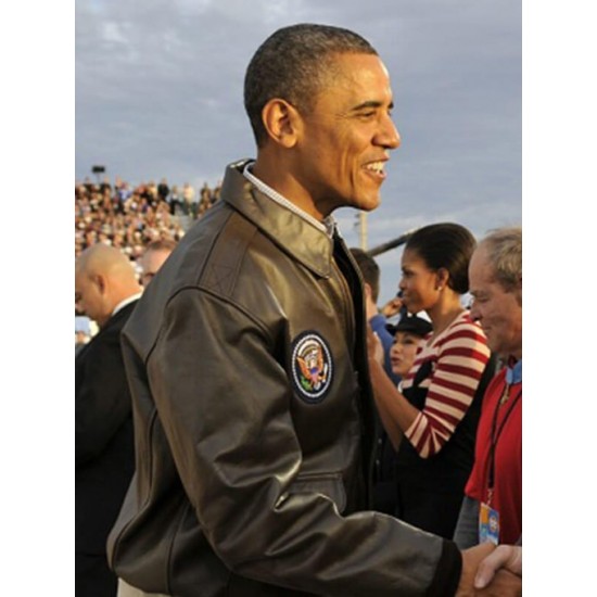 Barack Obama  Black/Brown Bomber Leather Jacket