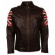 Cafe Racer UK Flag Brown Leather Jacket