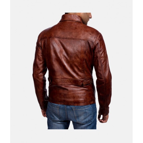 Abstract Stylish Maroon Leather Jacket