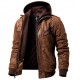 Brown Hoodie Leather Jacket
