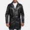 Mens Trench Black Leather Coat