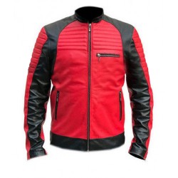 Men's Cafe Racer Retro Vintage Cruiser Biker Black Red Leather Jacket